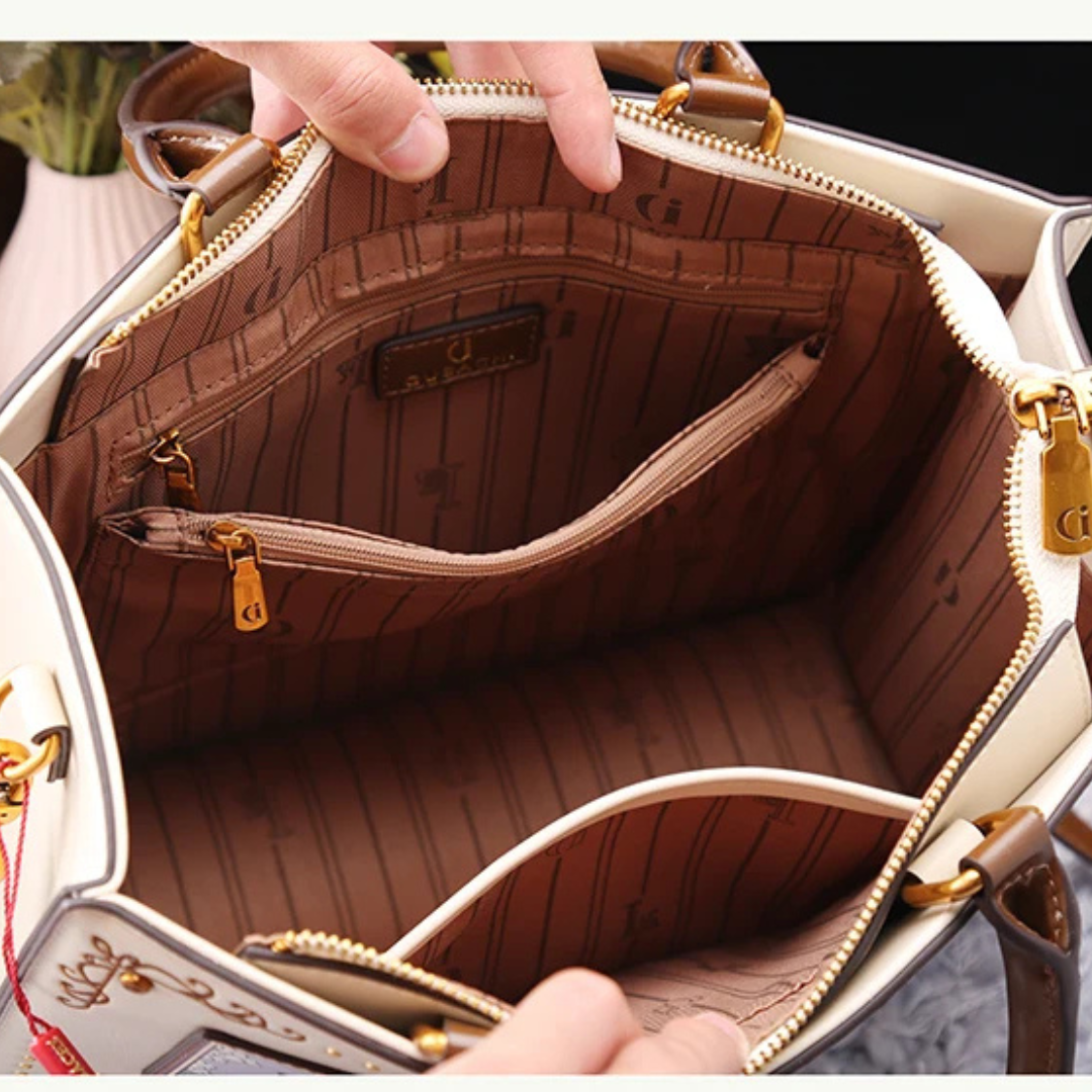 Mystical handbag with cat illustrations